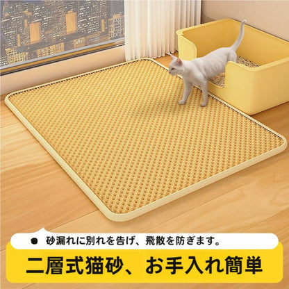 トイレ後の砂汚れに｜猫砂キャッチマット — 肉球の砂と水分をキャッチ