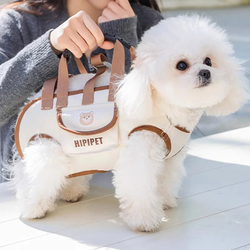 お出かけ時の移動負担に｜2WAY犬用キャリーバッグ＆ハーネス — 肩掛け・背負い・手持ちで使える多機能設計