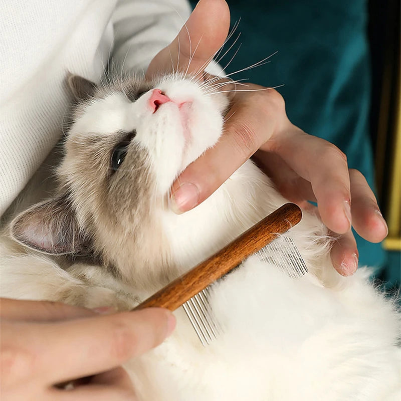 抜け毛ケアのストレスに｜猫用ステンレスコーム — 細かいコーム歯で毛をしっかりキャッチ